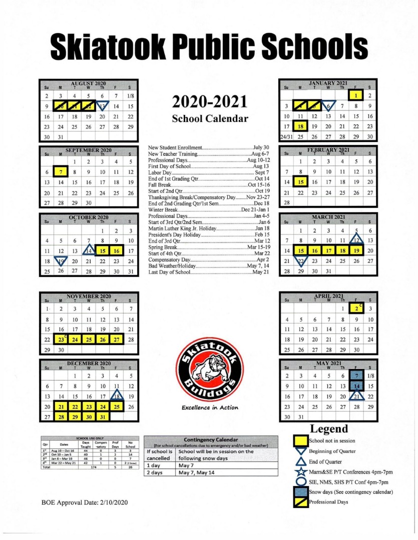 Sps Calendar 2022 Skiatook Public Schools - 2020-21 District Calendar